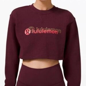 Lululemon Softstreme Perfectly Oversized Cropped Crew Maroon Logo Size 4 Sporty